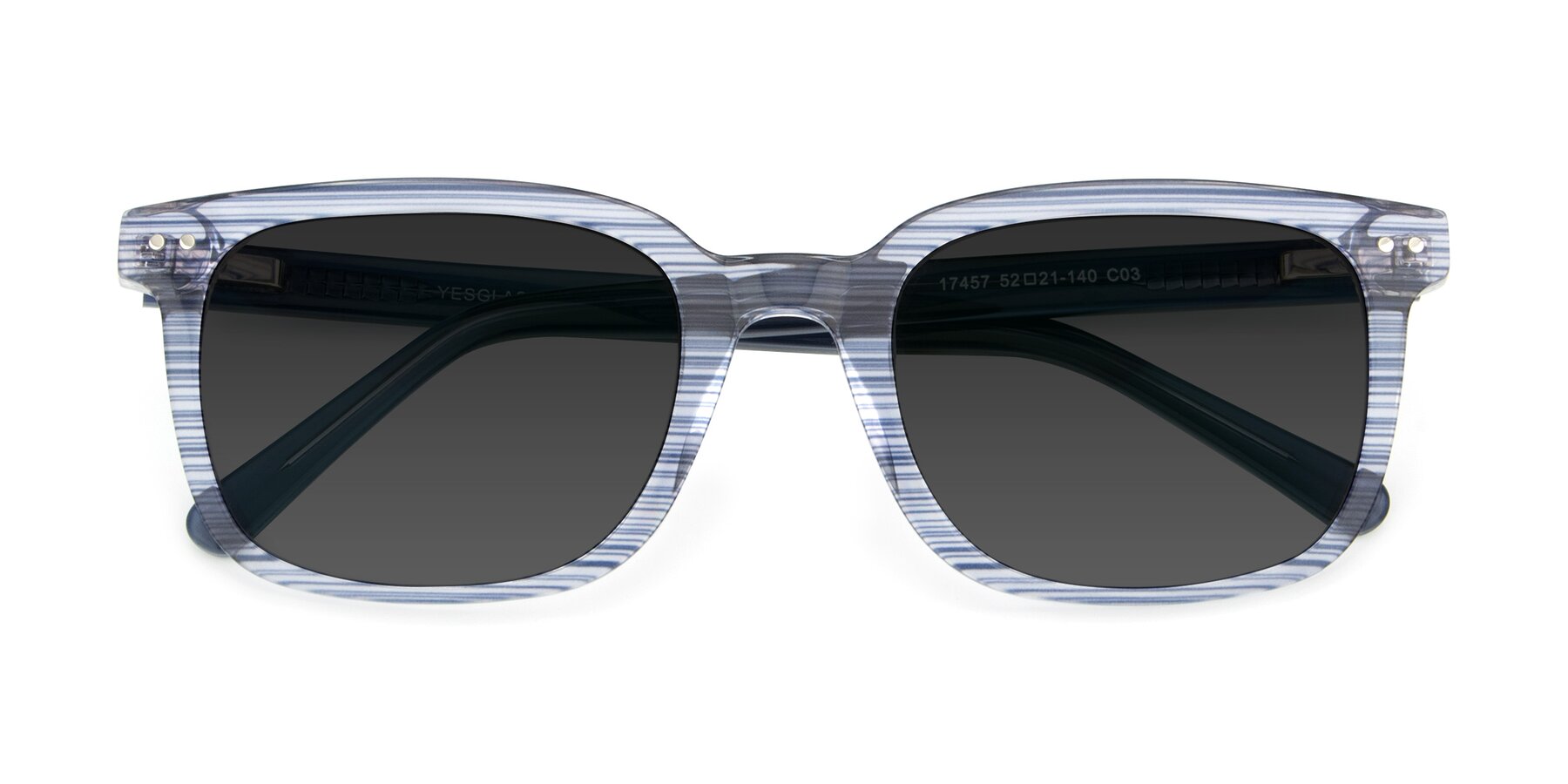 Folded Front of 17457 in Stripe Blue with Gray Tinted Lenses