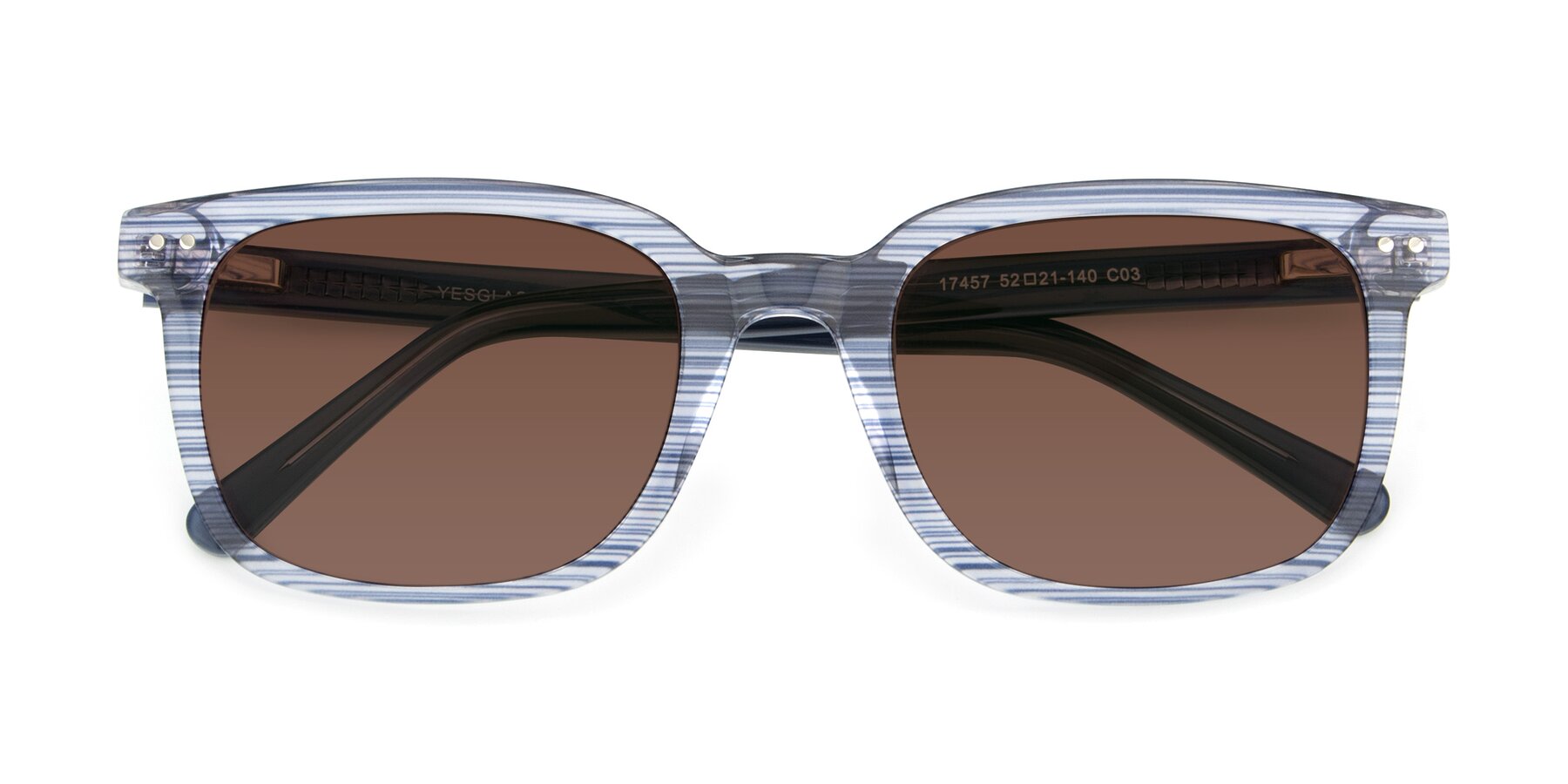 Folded Front of 17457 in Stripe Blue with Brown Tinted Lenses