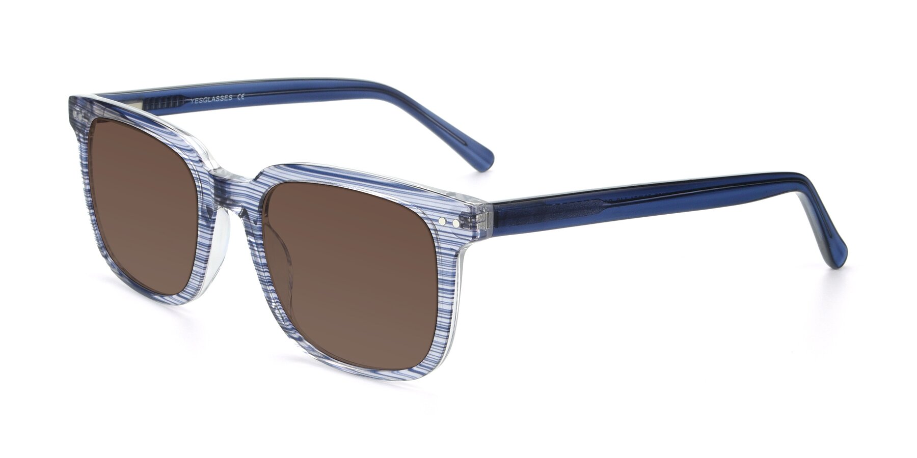 Angle of 17457 in Stripe Blue with Brown Tinted Lenses