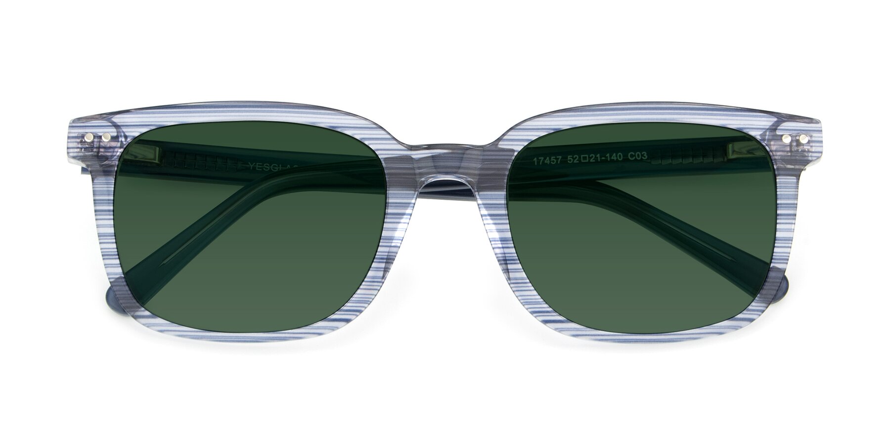 Folded Front of 17457 in Stripe Blue with Green Tinted Lenses