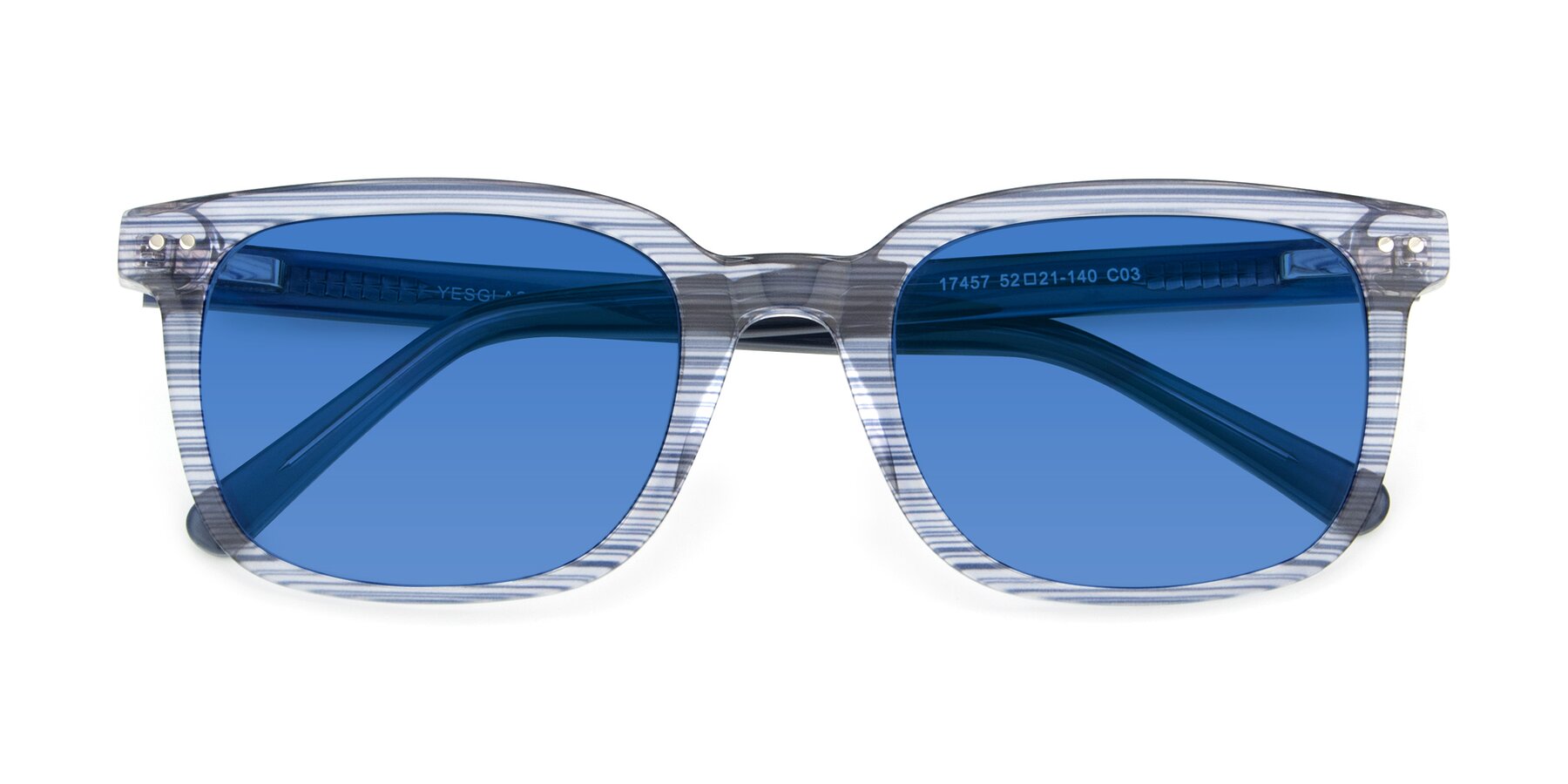Folded Front of 17457 in Stripe Blue with Blue Tinted Lenses
