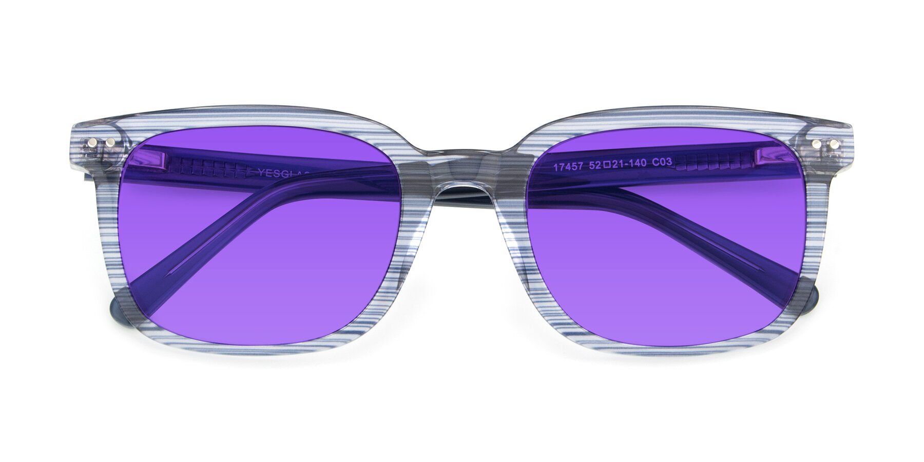 Folded Front of 17457 in Stripe Blue with Purple Tinted Lenses