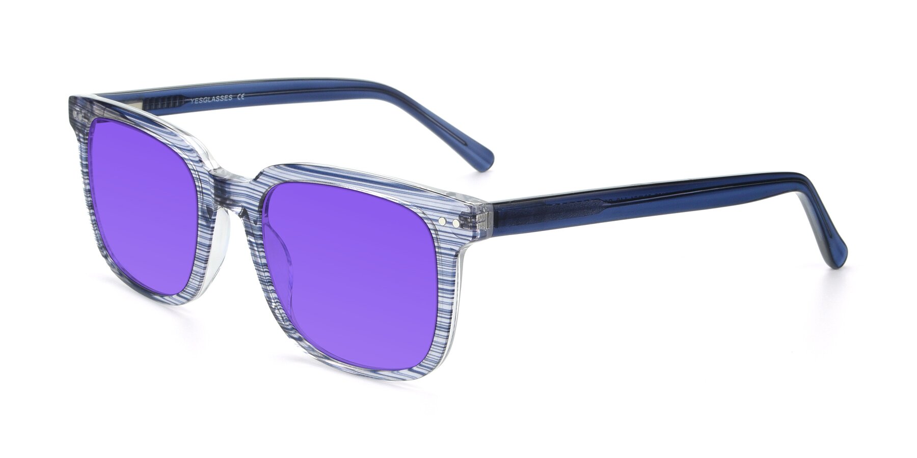 Angle of 17457 in Stripe Blue with Purple Tinted Lenses