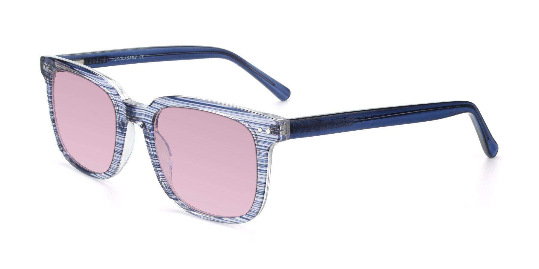 Angle of 17457 in Stripe Blue with Light Wine Tinted Lenses