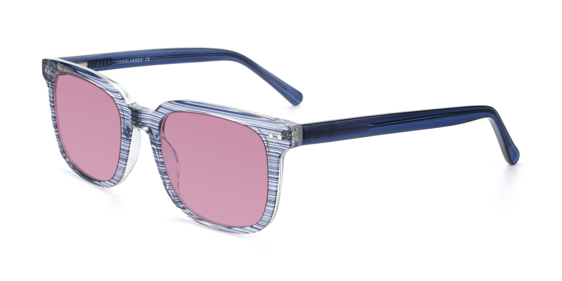 Angle of 17457 in Stripe Blue with Medium Wine Tinted Lenses