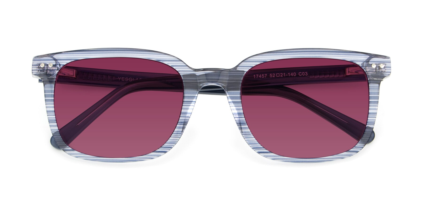 Folded Front of 17457 in Stripe Blue with Wine Tinted Lenses