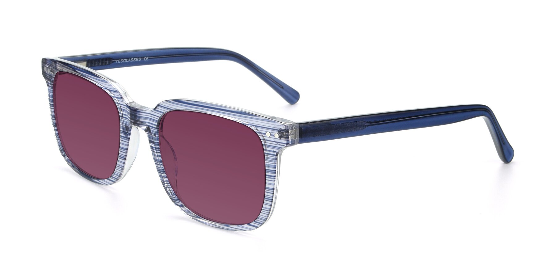 Angle of 17457 in Stripe Blue with Wine Tinted Lenses