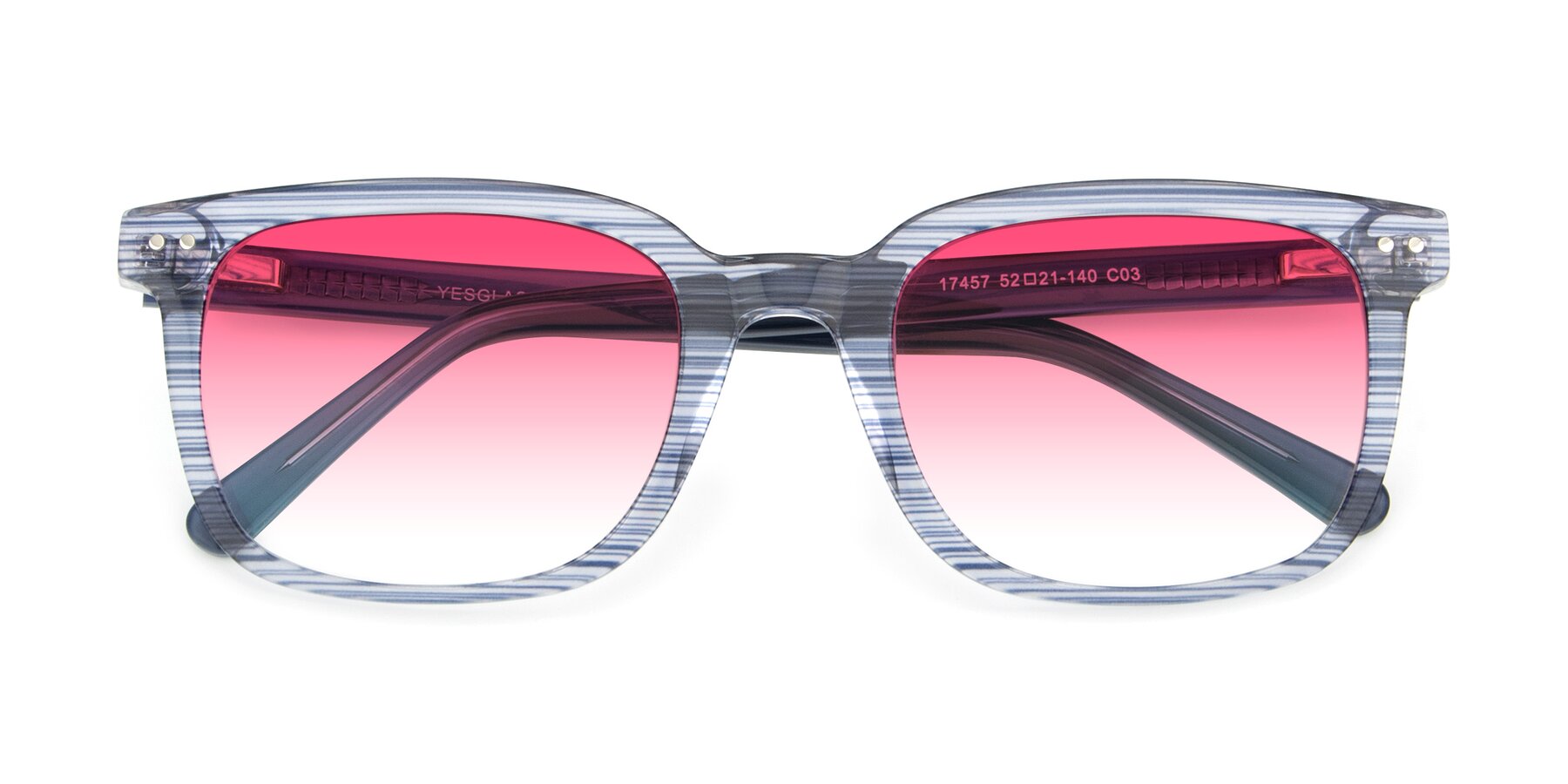 Folded Front of 17457 in Stripe Blue with Pink Gradient Lenses