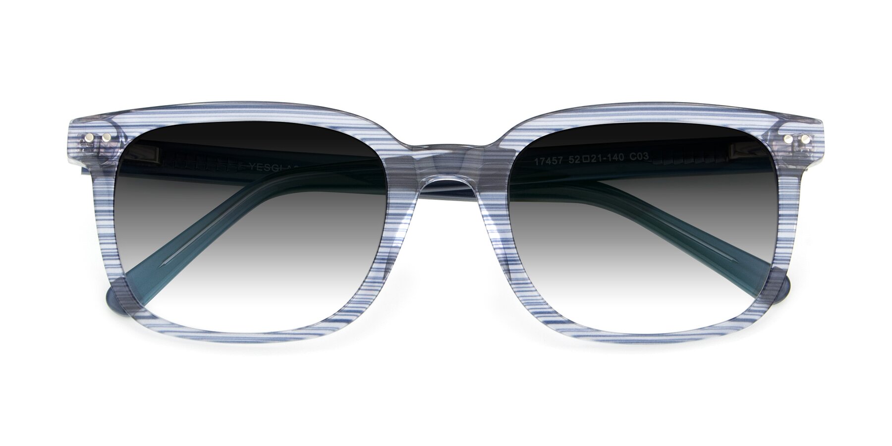 Folded Front of 17457 in Stripe Blue with Gray Gradient Lenses