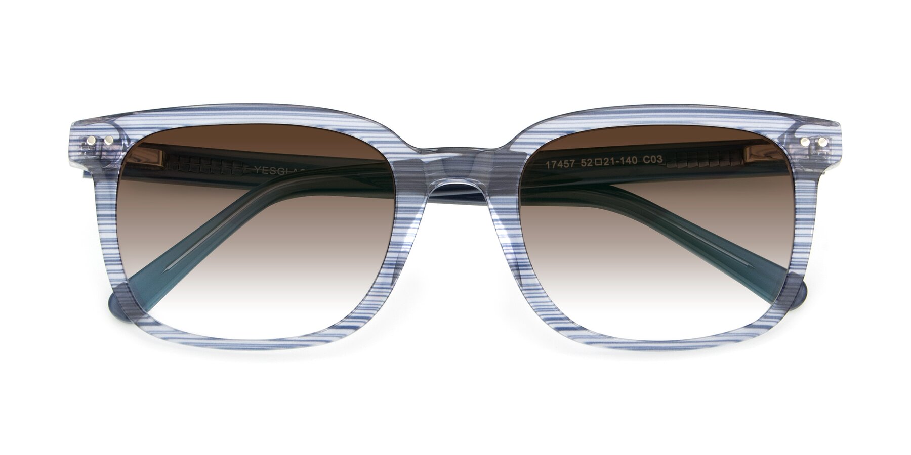 Folded Front of 17457 in Stripe Blue with Brown Gradient Lenses