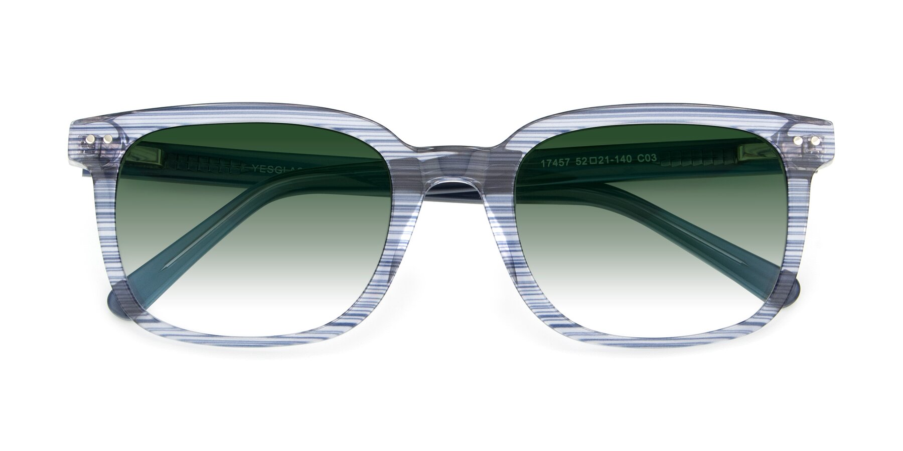Folded Front of 17457 in Stripe Blue with Green Gradient Lenses