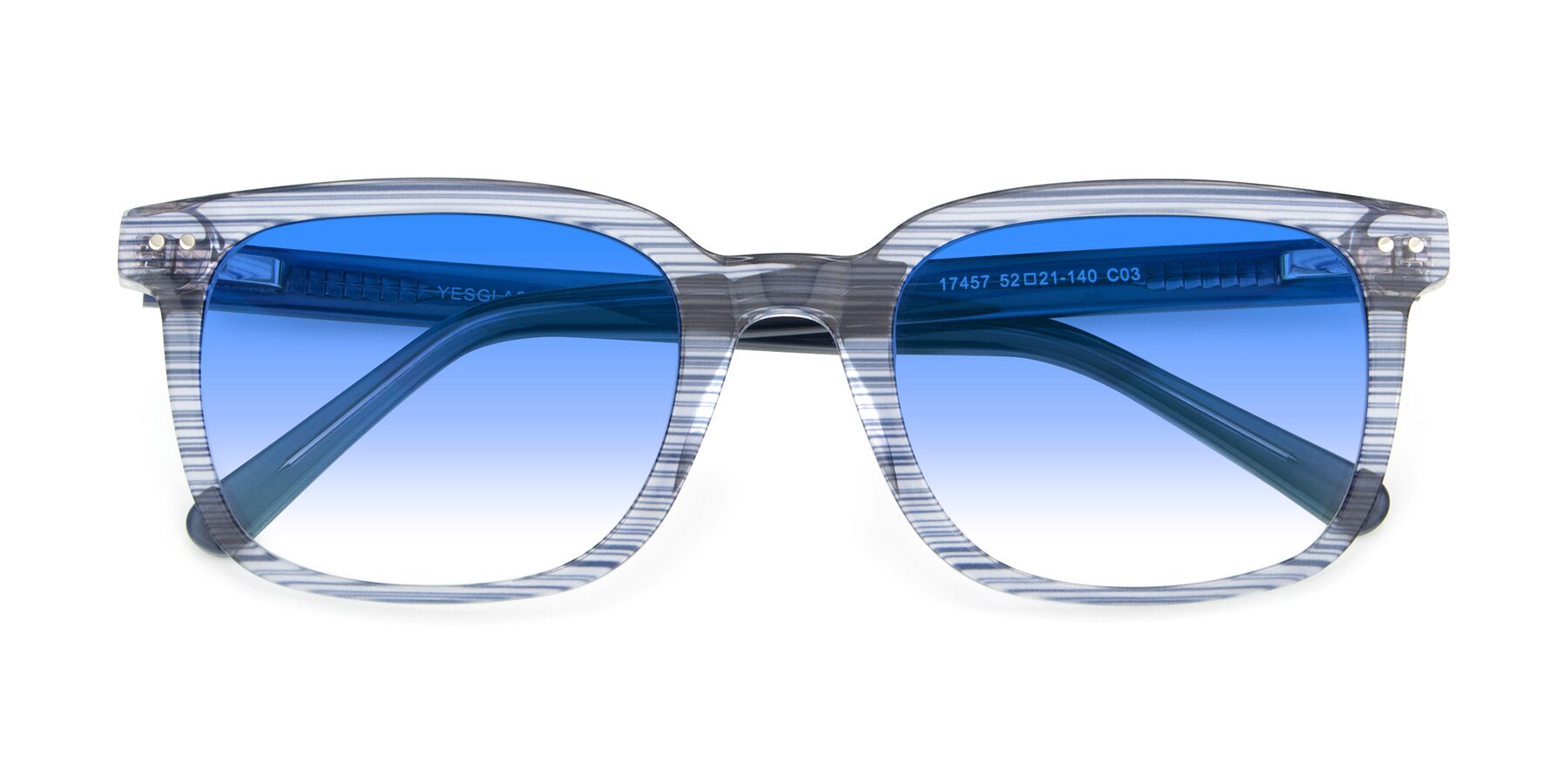 Folded Front of 17457 in Stripe Blue with Blue Gradient Lenses