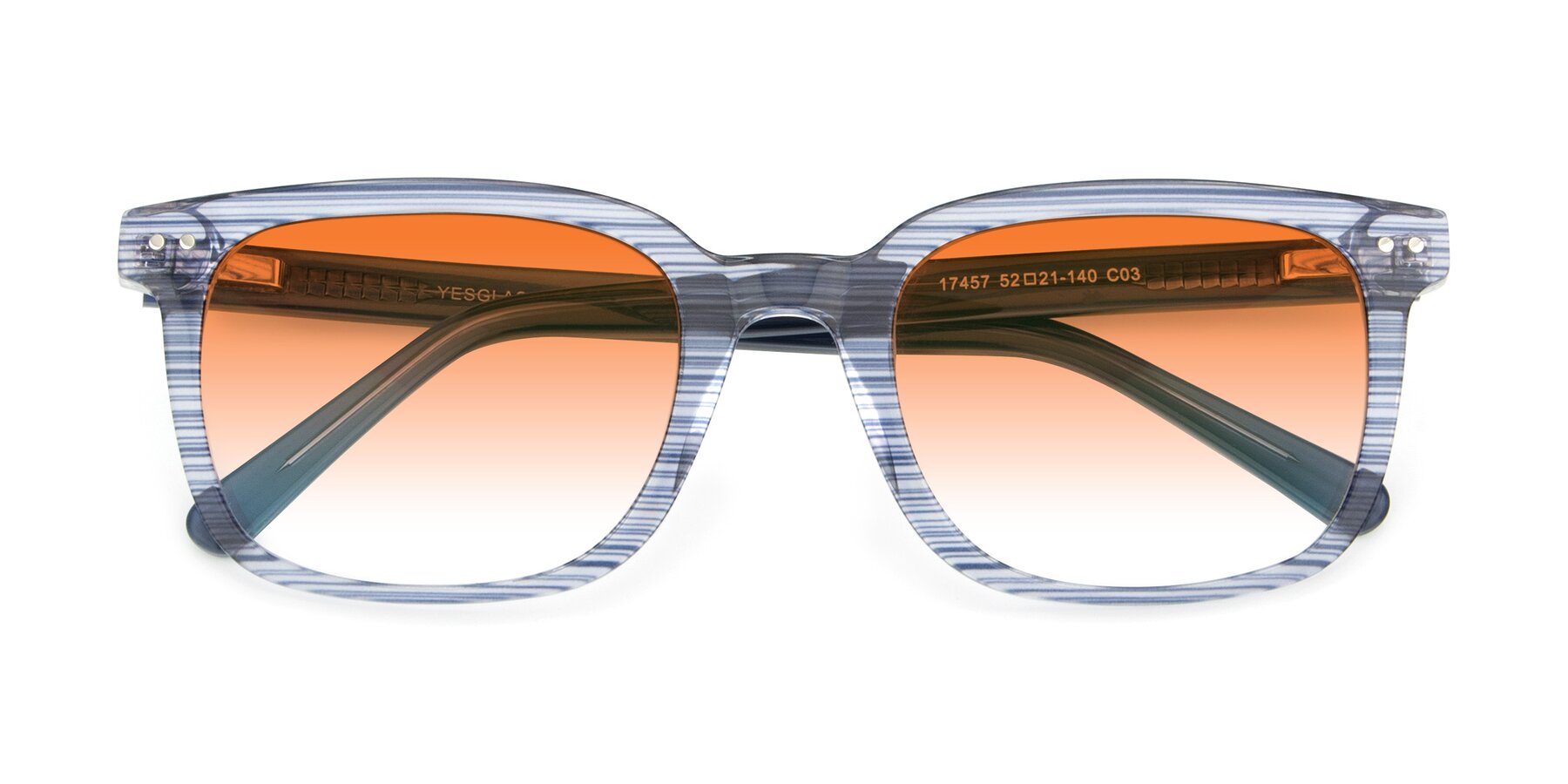 Folded Front of 17457 in Stripe Blue with Orange Gradient Lenses