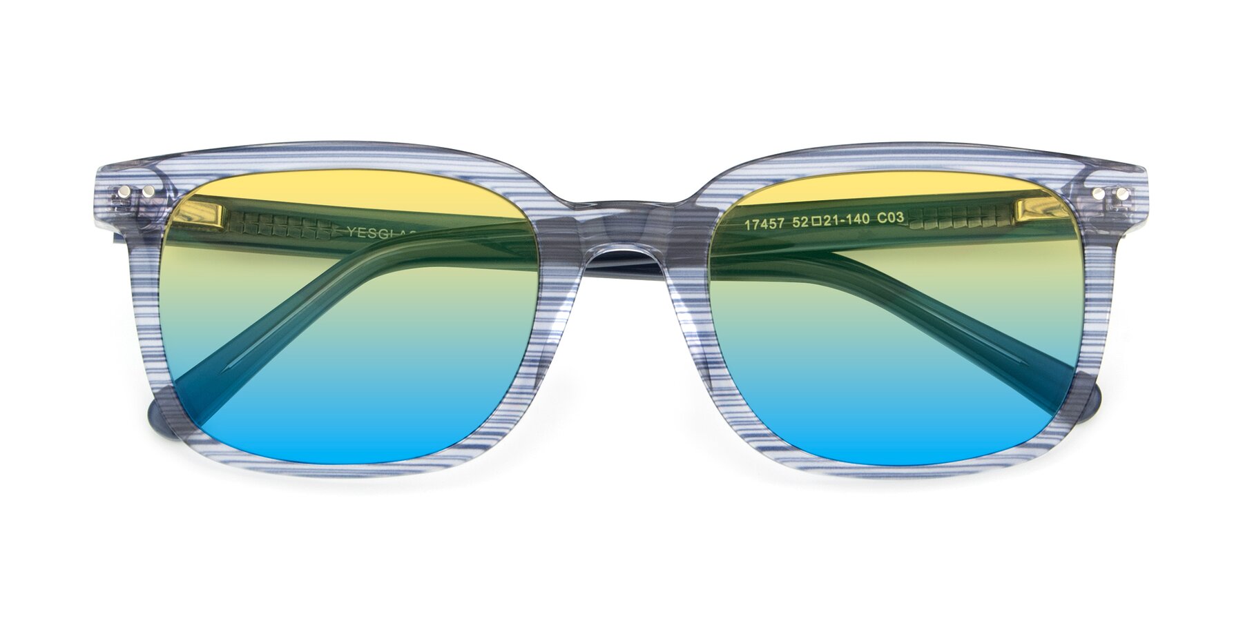 Folded Front of 17457 in Stripe Blue with Yellow / Blue Gradient Lenses
