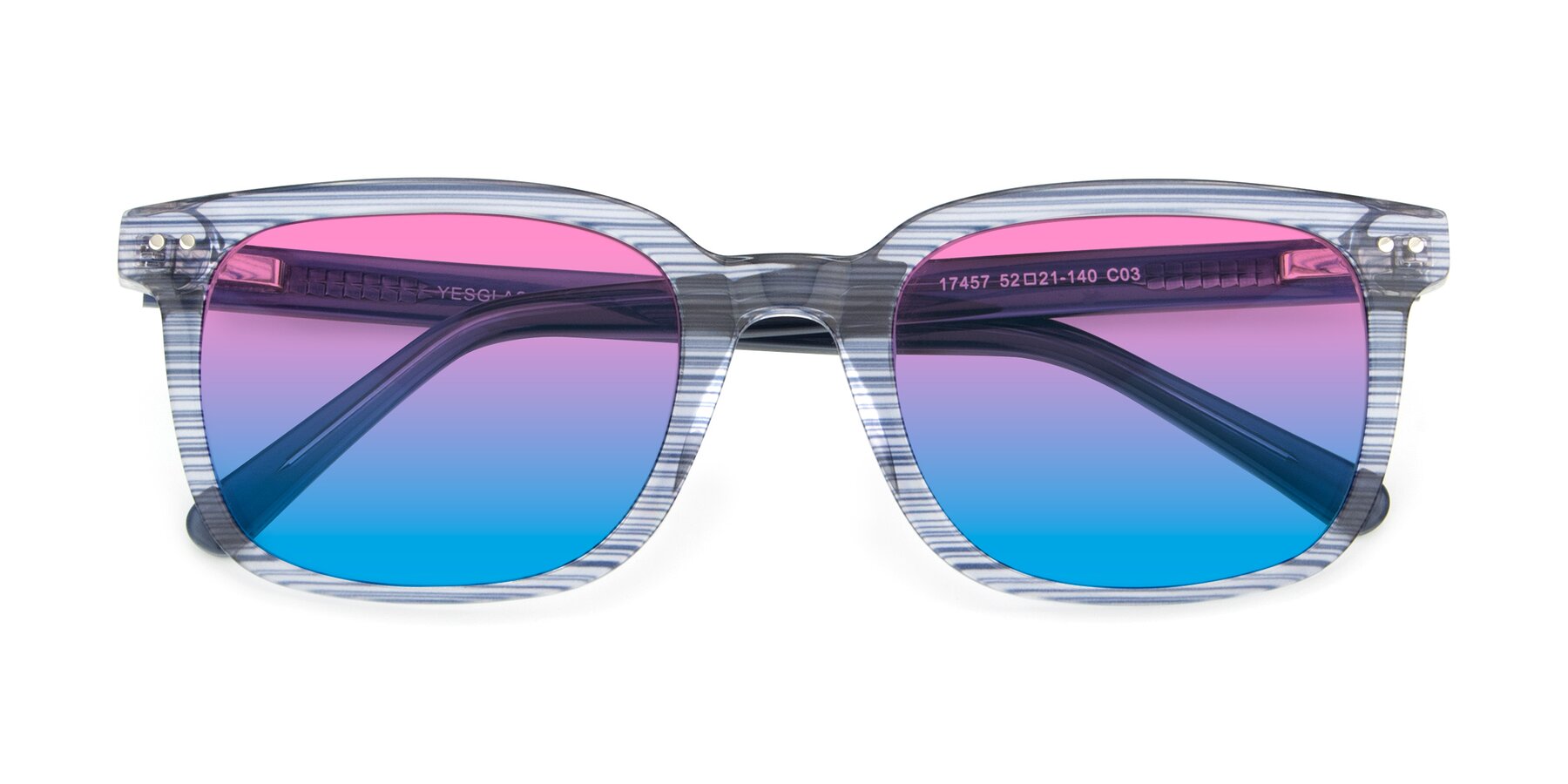 Folded Front of 17457 in Stripe Blue with Pink / Blue Gradient Lenses