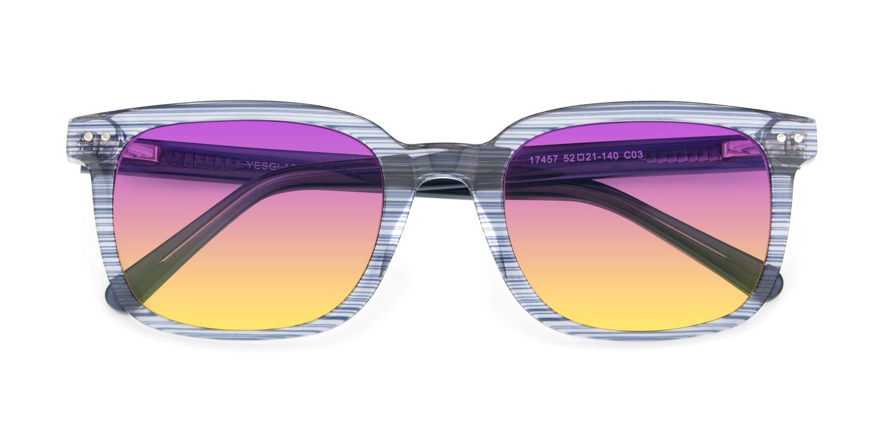 Folded Front of 17457 in Stripe Blue with Purple / Yellow Gradient Lenses