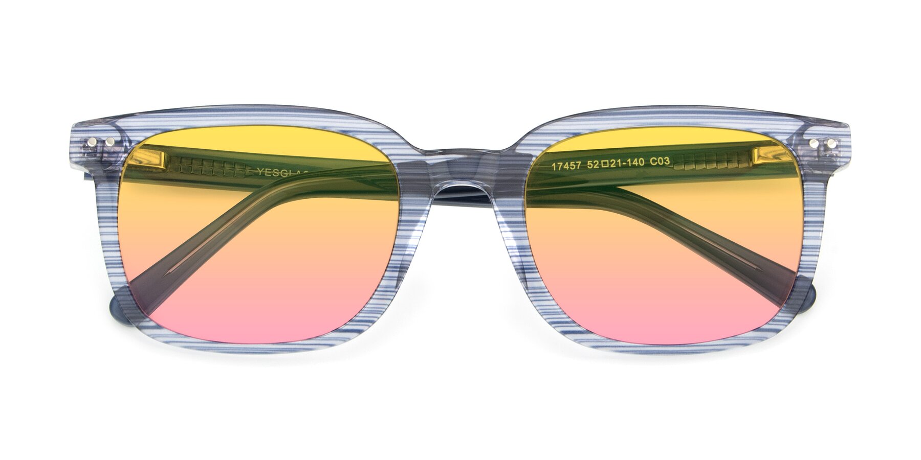 Folded Front of 17457 in Stripe Blue with Yellow / Pink Gradient Lenses