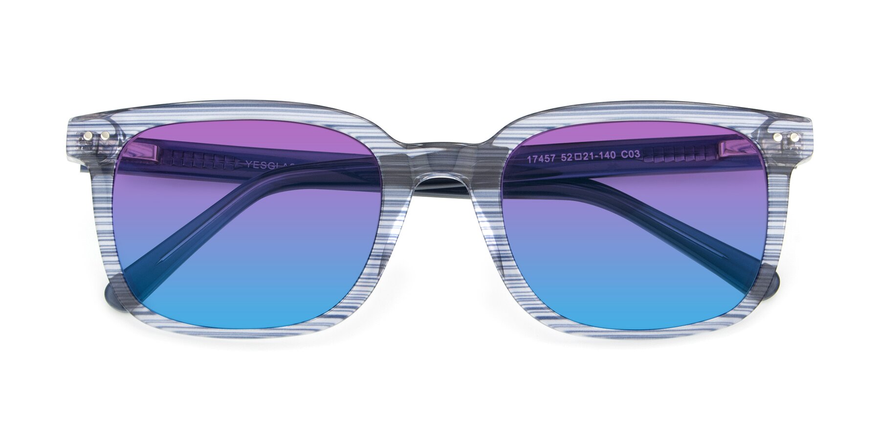 Folded Front of 17457 in Stripe Blue with Purple / Blue Gradient Lenses