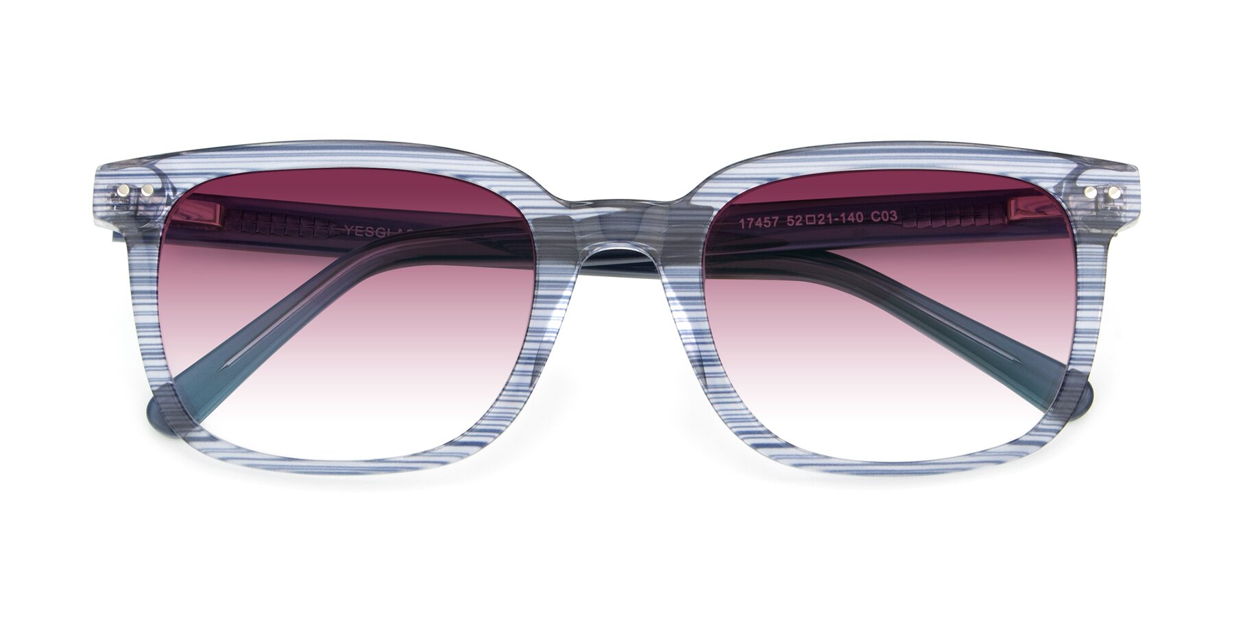 Folded Front of 17457 in Stripe Blue with Wine Gradient Lenses