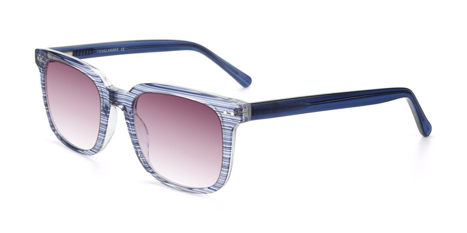 Angle of 17457 in Stripe Blue with Wine Gradient Lenses