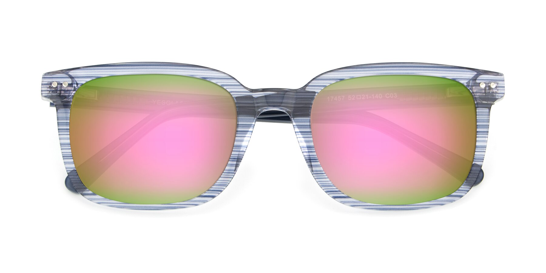 Folded Front of 17457 in Stripe Blue with Pink Mirrored Lenses