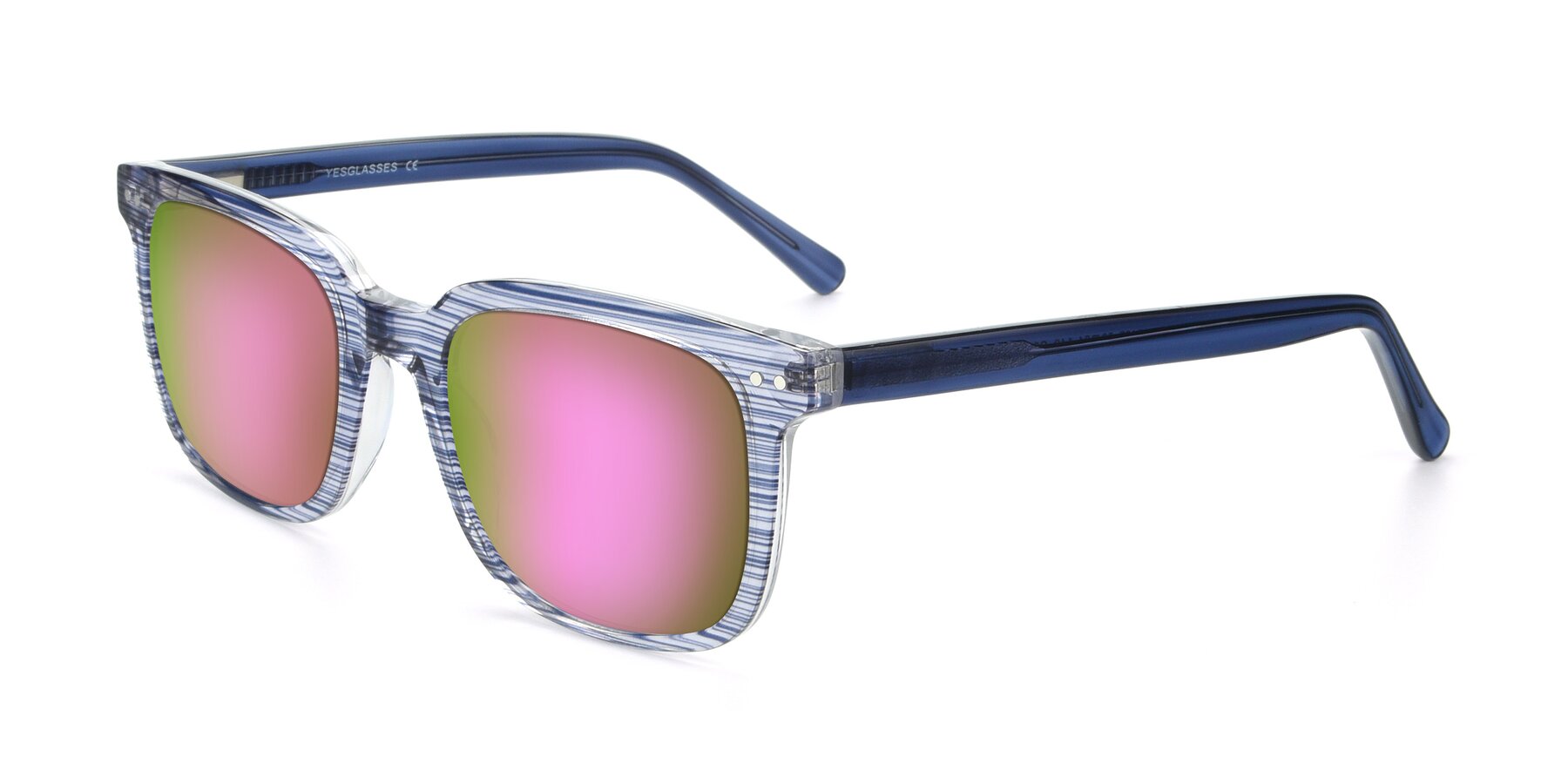 Angle of 17457 in Stripe Blue with Pink Mirrored Lenses
