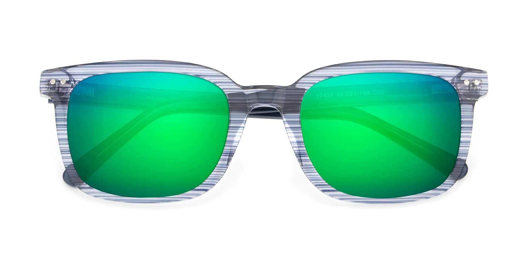 Folded Front of 17457 in Stripe Blue with Green Mirrored Lenses