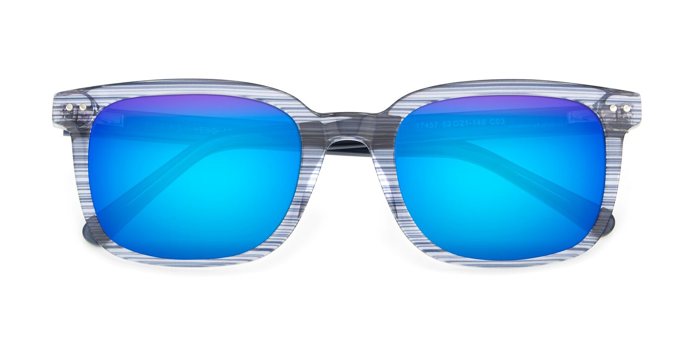 17457 - Stripe Blue Flash Mirrored Sunglasses