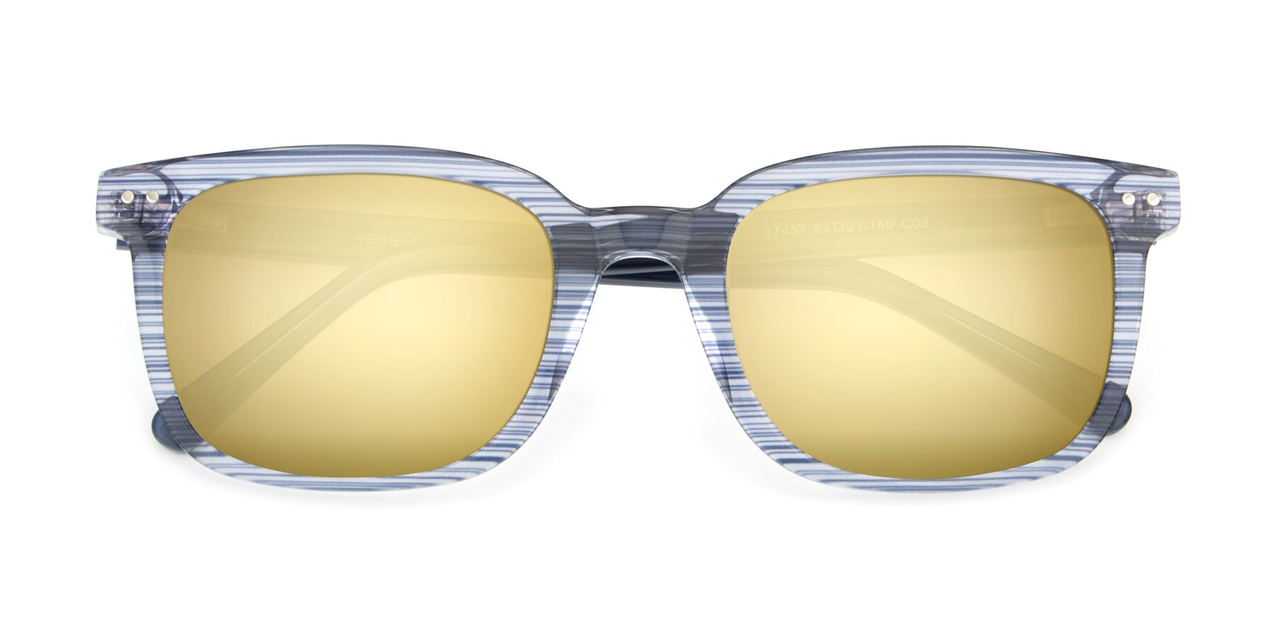 Folded Front of 17457 in Stripe Blue with Gold Mirrored Lenses