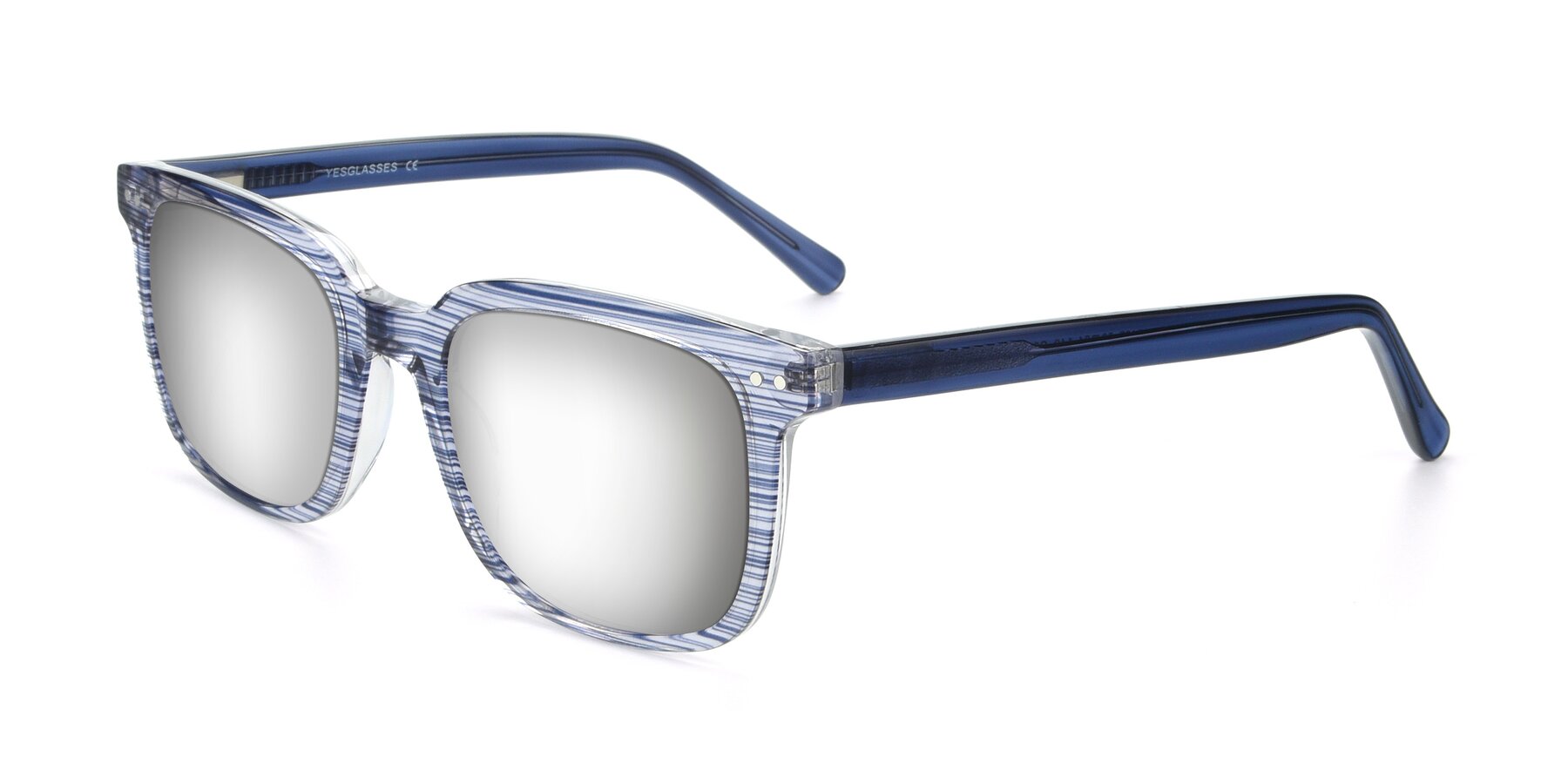 Angle of 17457 in Stripe Blue with Silver Mirrored Lenses