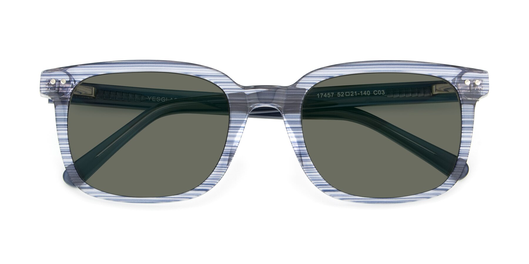 Folded Front of 17457 in Stripe Blue with Gray Polarized Lenses