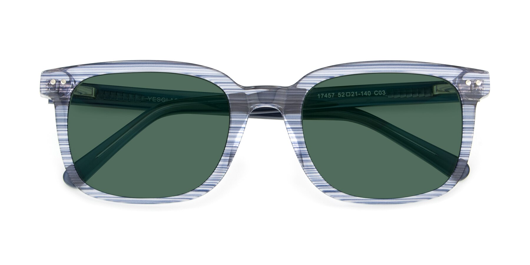 Folded Front of 17457 in Stripe Blue with Green Polarized Lenses
