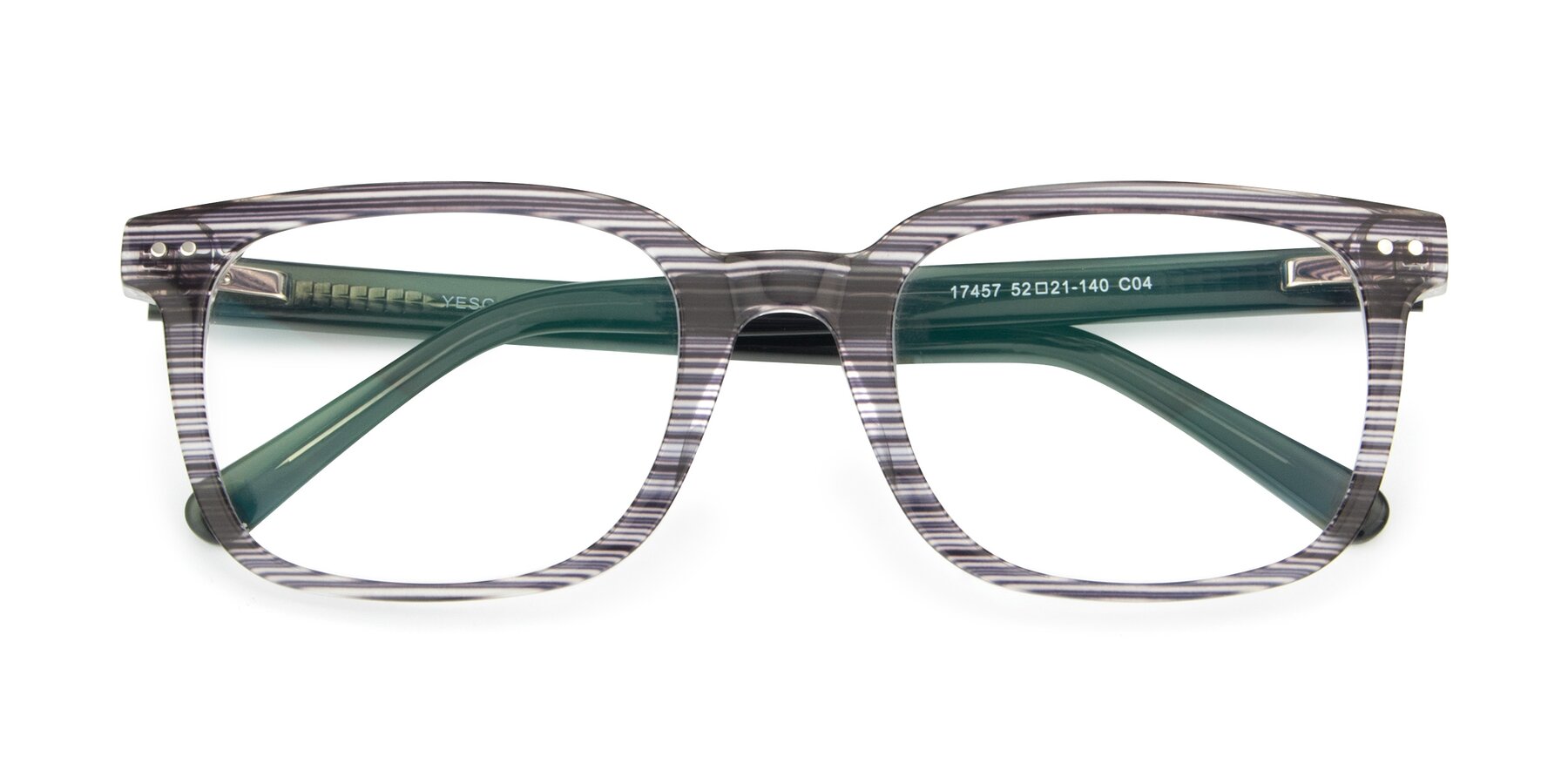 Folded Front of 17457 in Stripe Coffee with Clear Eyeglass Lenses