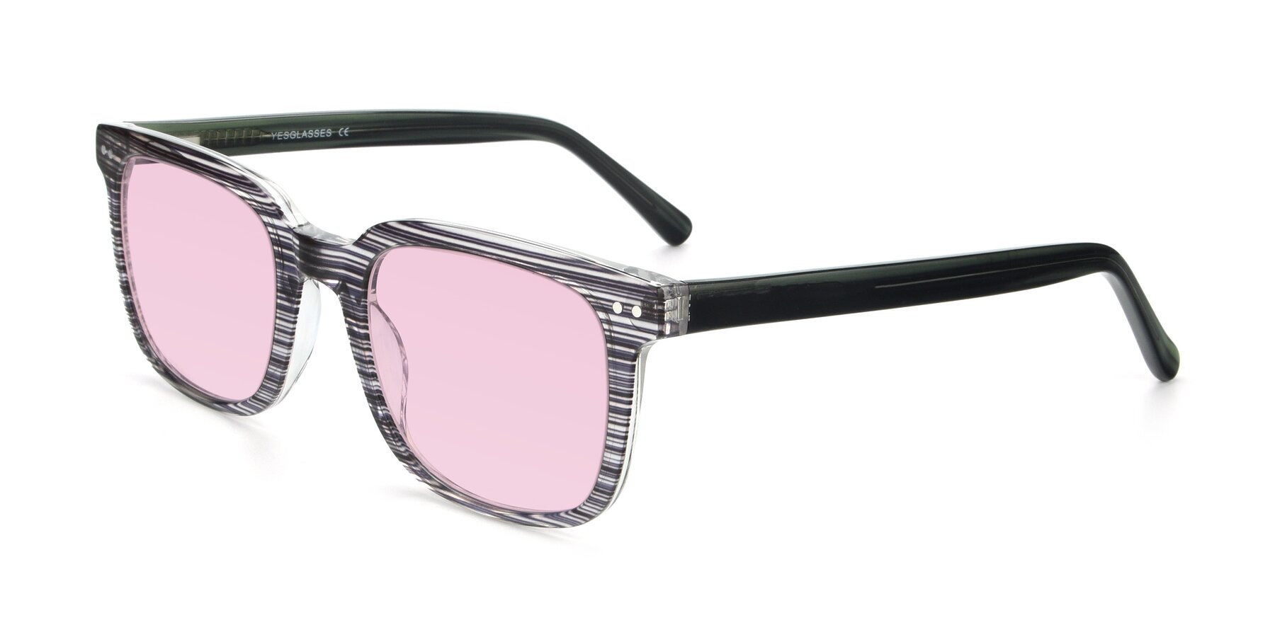 Angle of 17457 in Stripe Coffee with Light Pink Tinted Lenses
