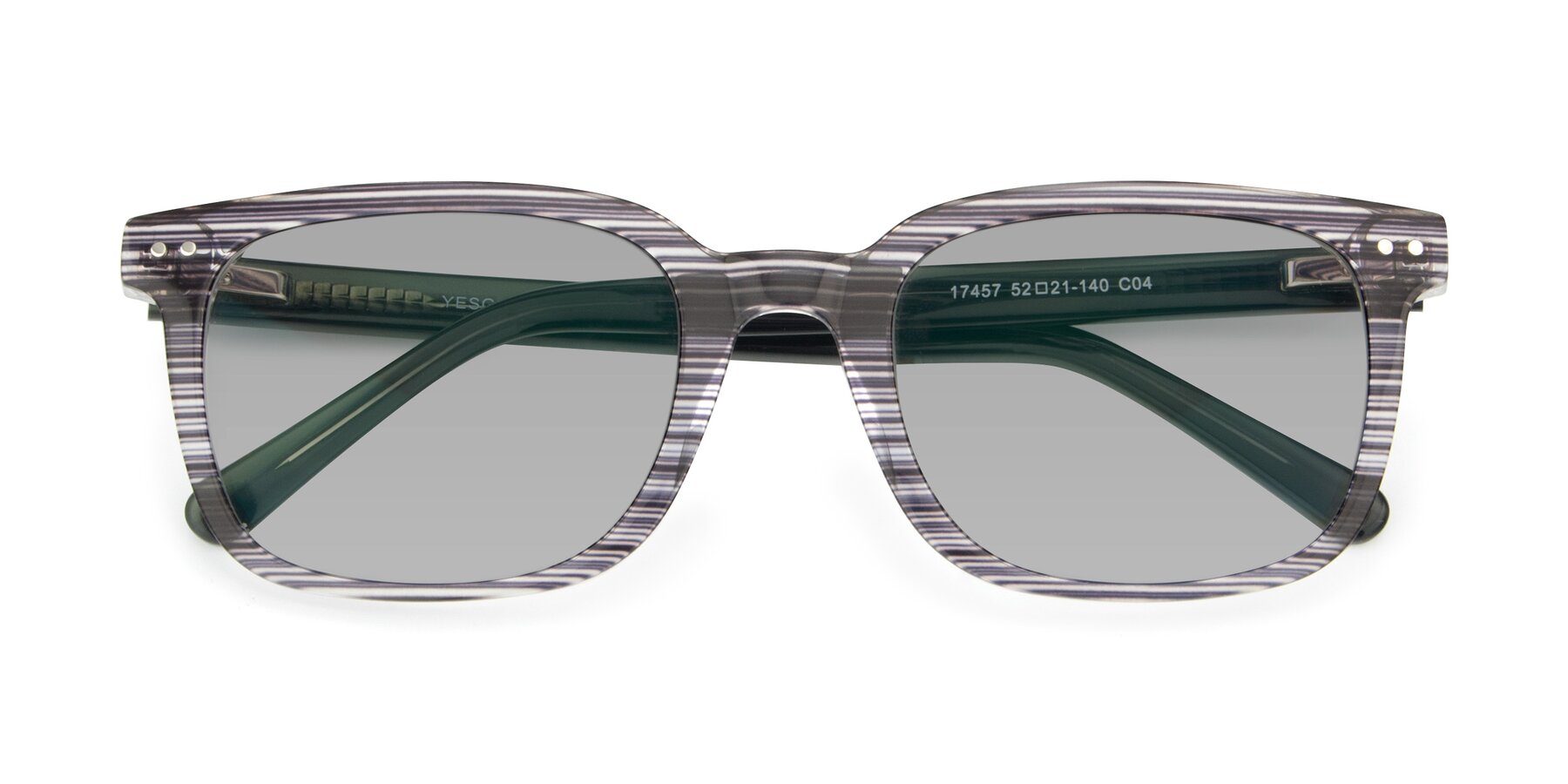 Folded Front of 17457 in Stripe Coffee with Light Gray Tinted Lenses