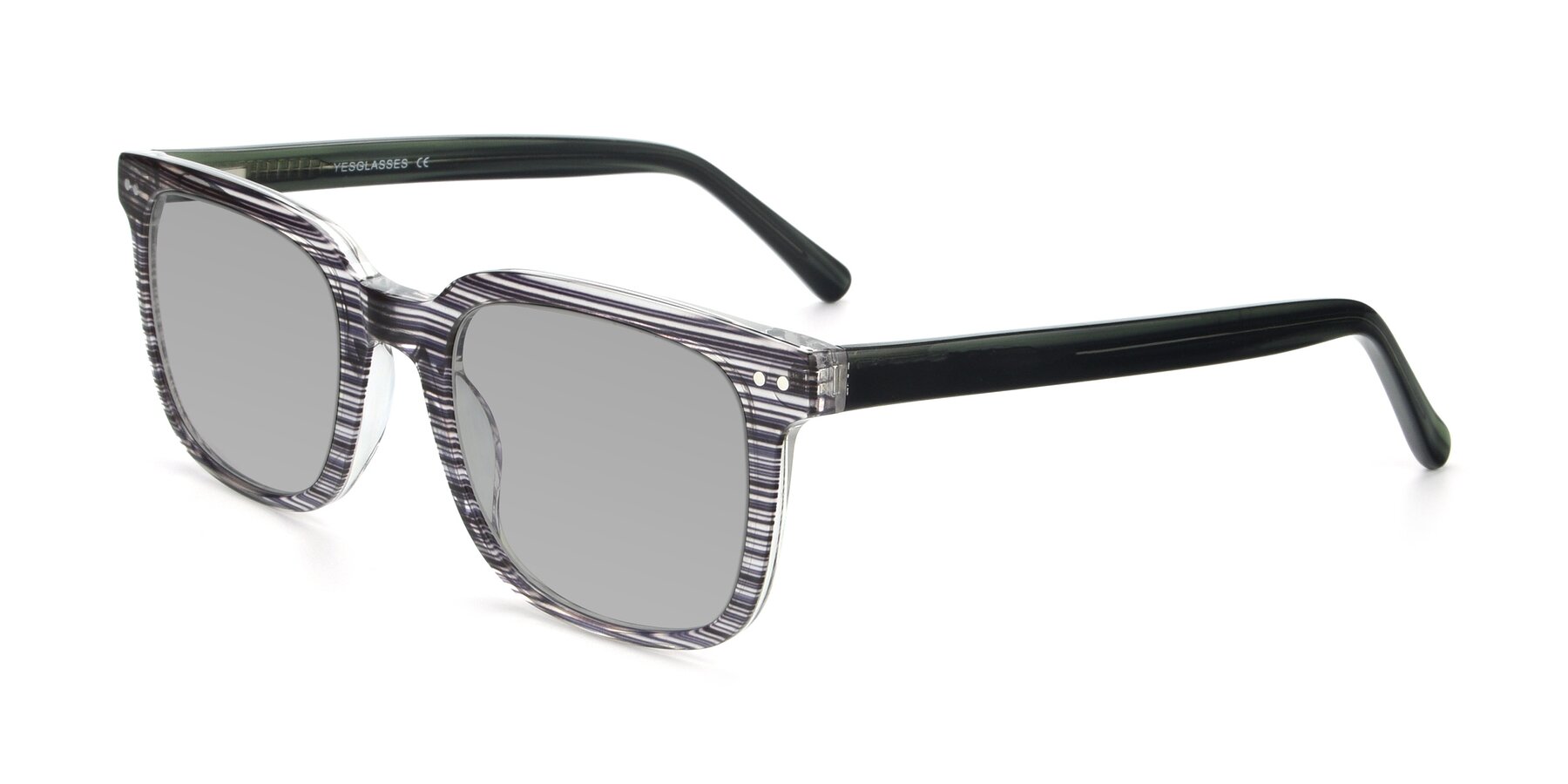 Angle of 17457 in Stripe Coffee with Light Gray Tinted Lenses