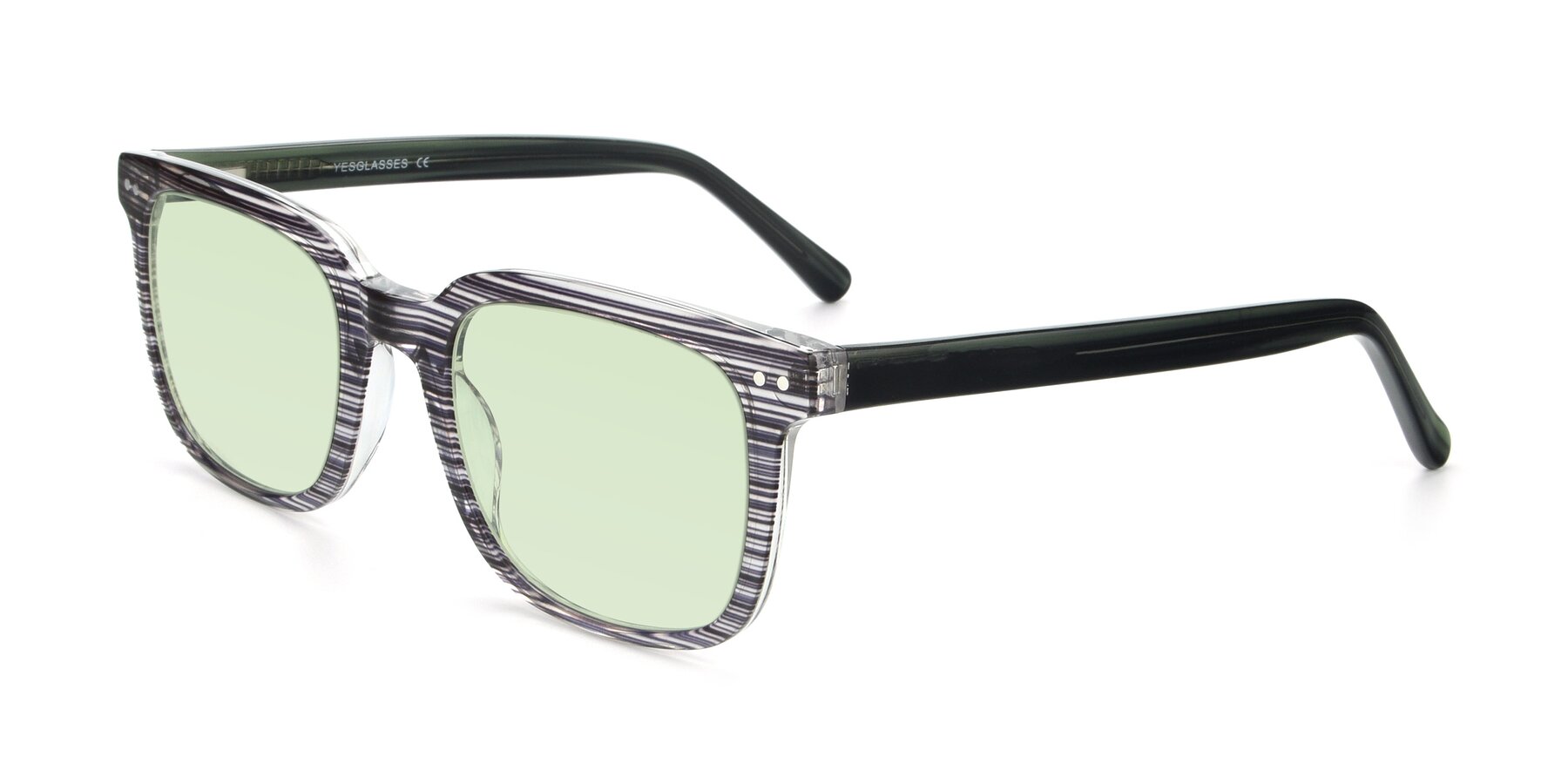 Angle of 17457 in Stripe Coffee with Light Green Tinted Lenses