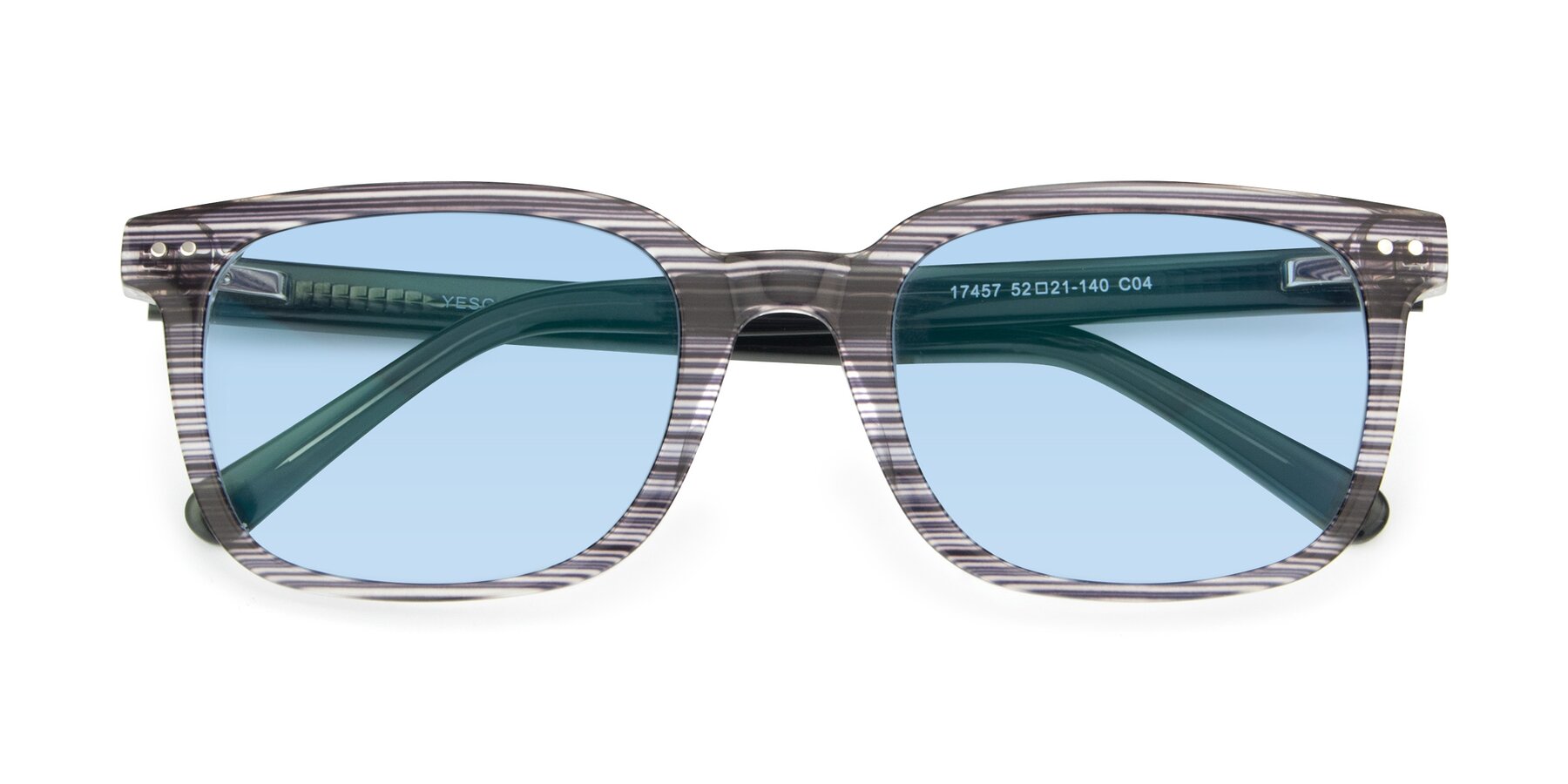Folded Front of 17457 in Stripe Coffee with Light Blue Tinted Lenses