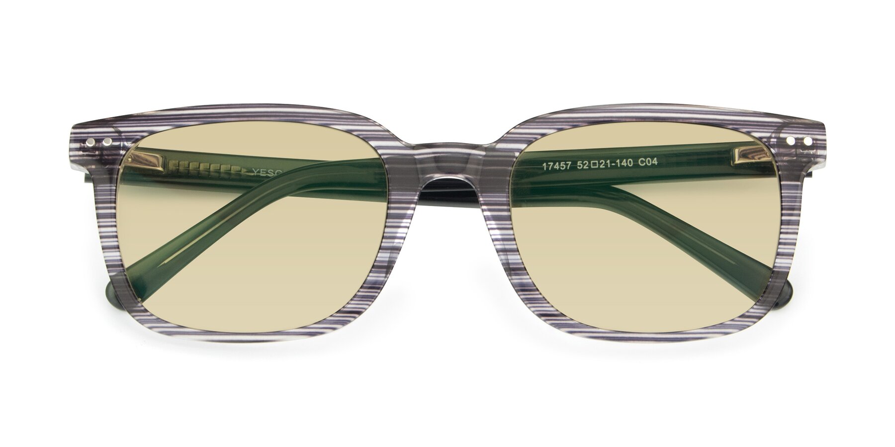 Folded Front of 17457 in Stripe Coffee with Light Champagne Tinted Lenses