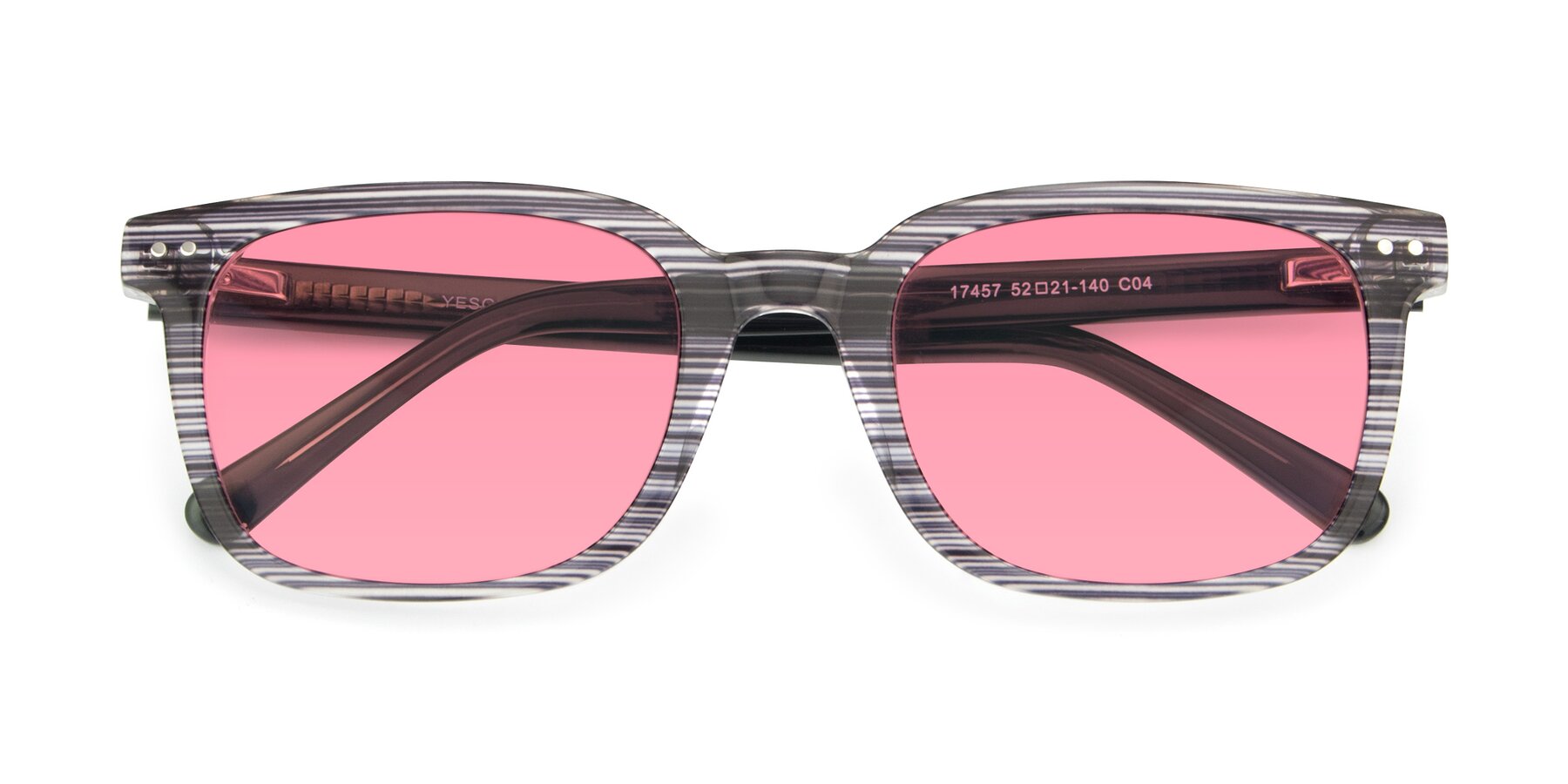 Folded Front of 17457 in Stripe Coffee with Pink Tinted Lenses