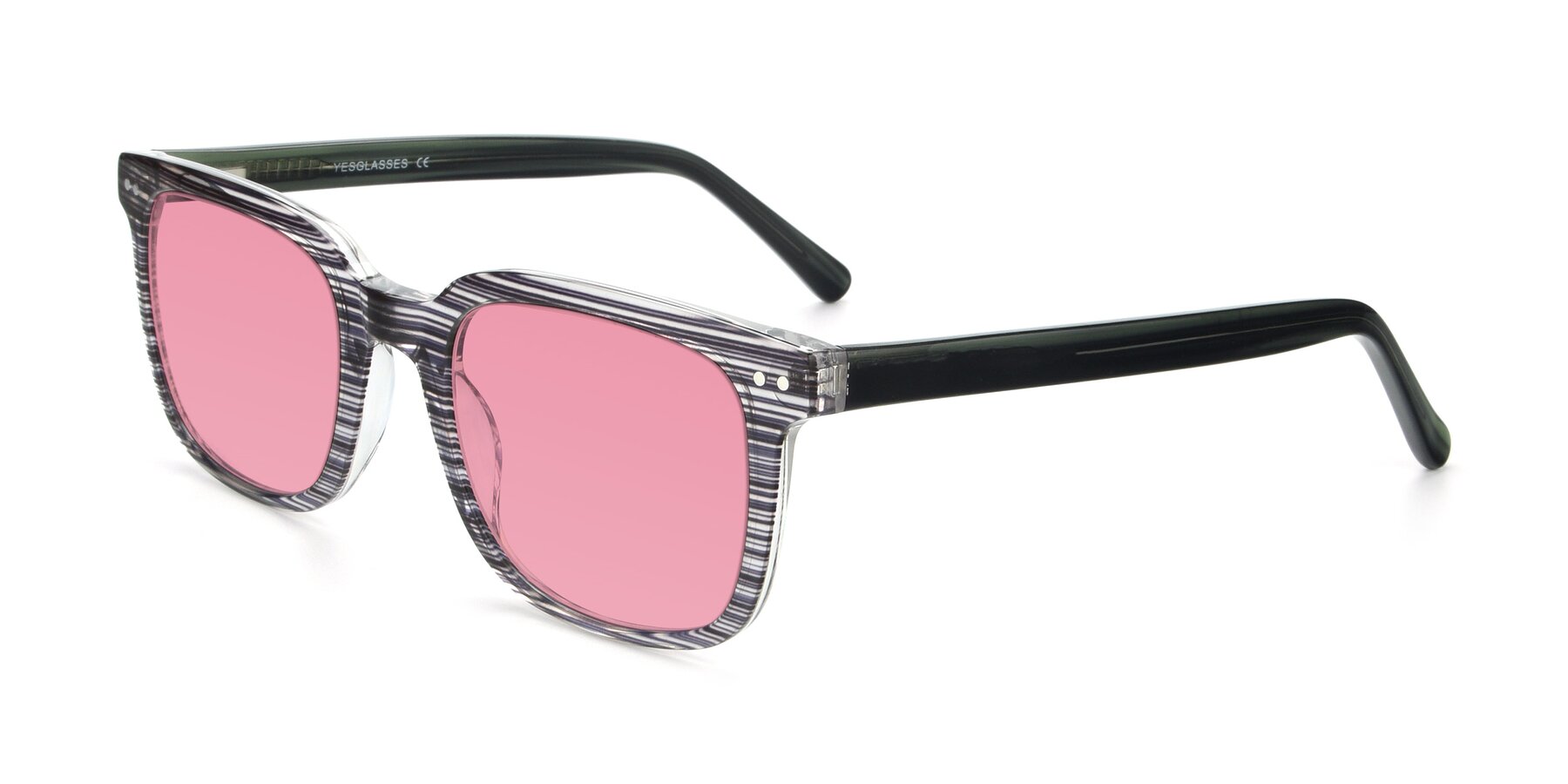 Angle of 17457 in Stripe Coffee with Pink Tinted Lenses