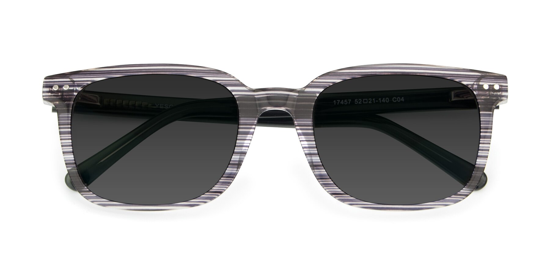Folded Front of 17457 in Stripe Coffee with Gray Tinted Lenses