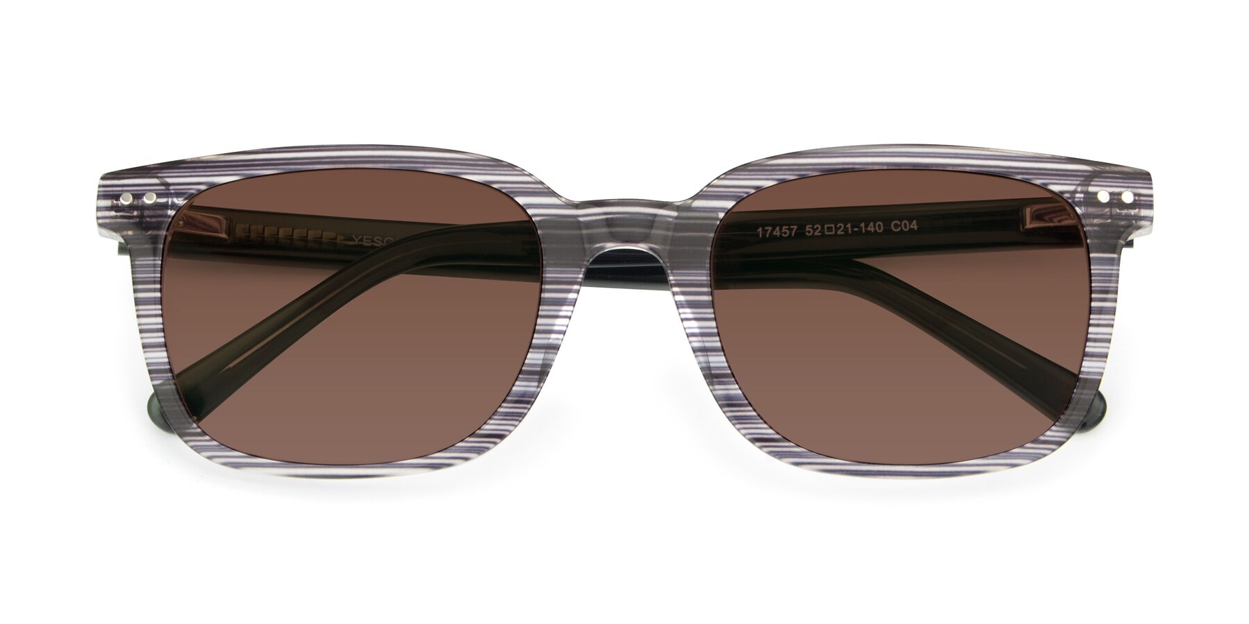 Folded Front of 17457 in Stripe Coffee with Brown Tinted Lenses