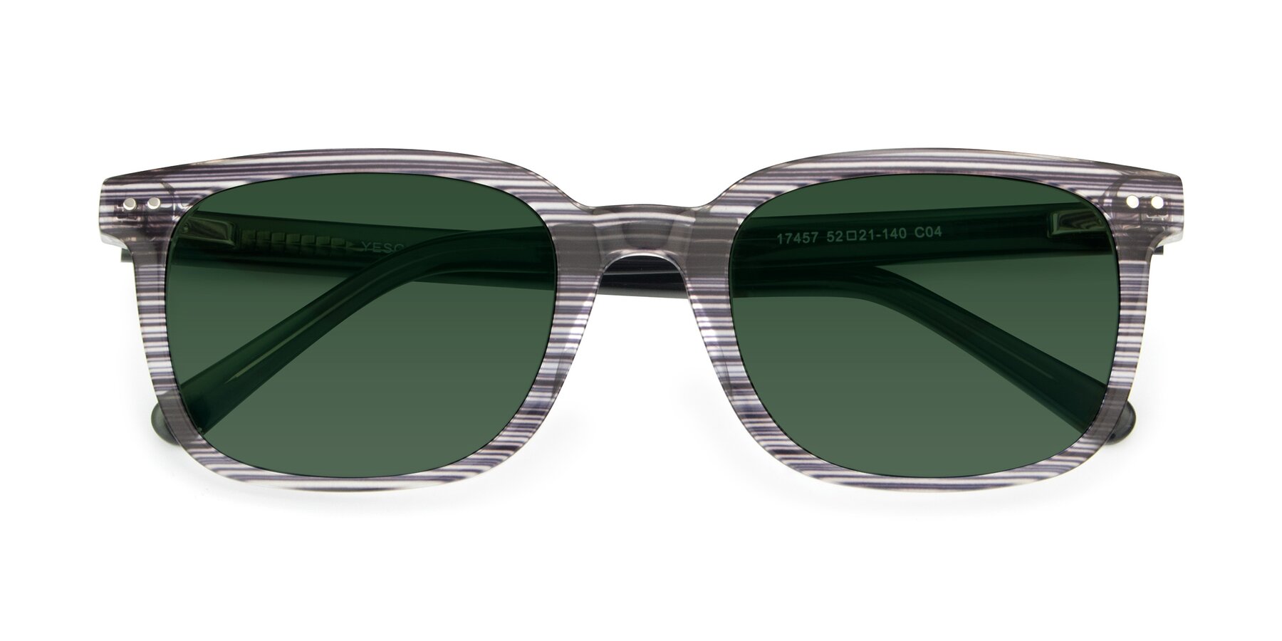 Folded Front of 17457 in Stripe Coffee with Green Tinted Lenses