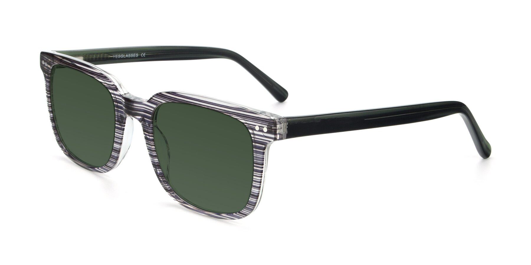 Angle of 17457 in Stripe Coffee with Green Tinted Lenses