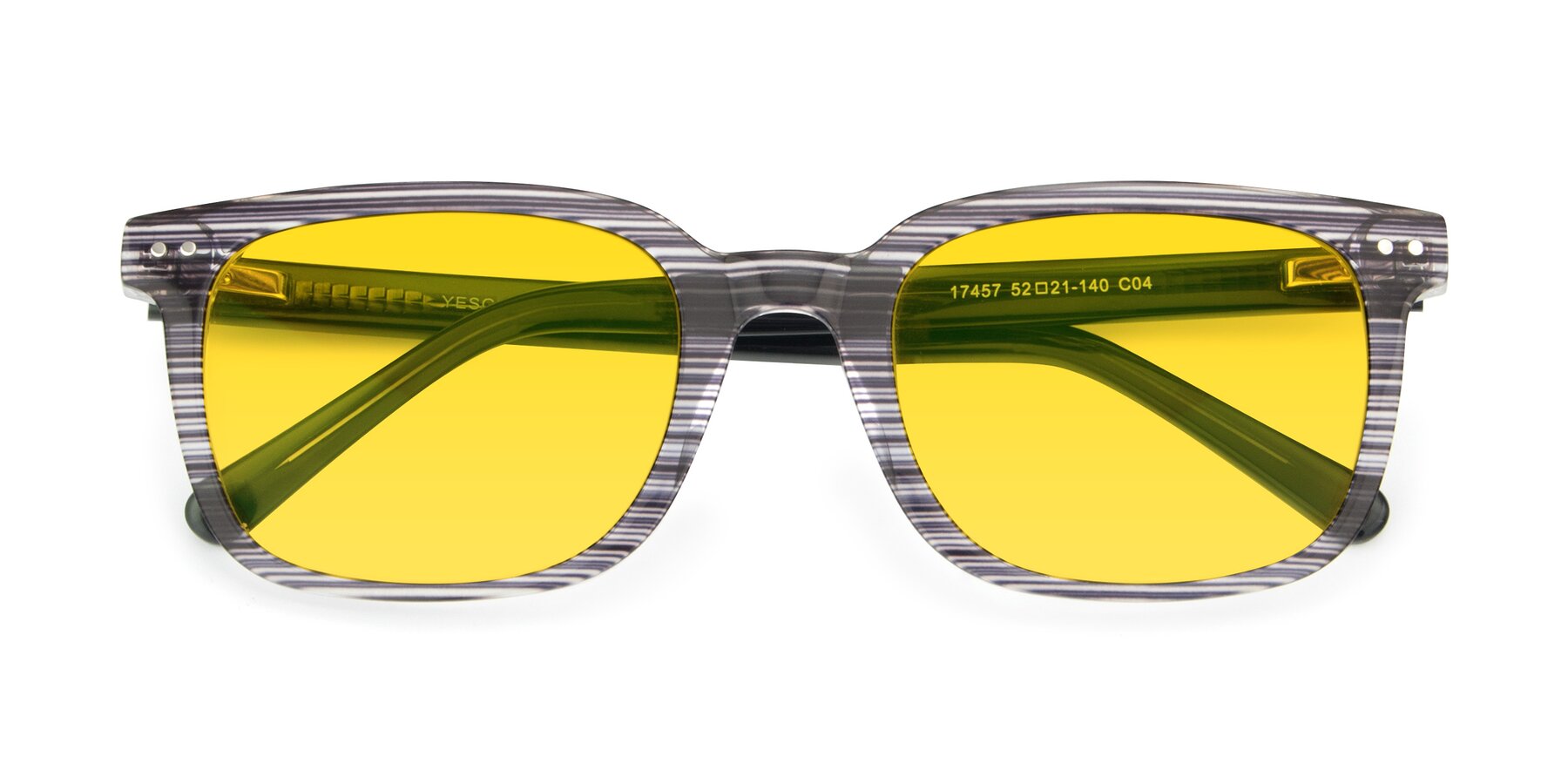 Folded Front of 17457 in Stripe Coffee with Yellow Tinted Lenses