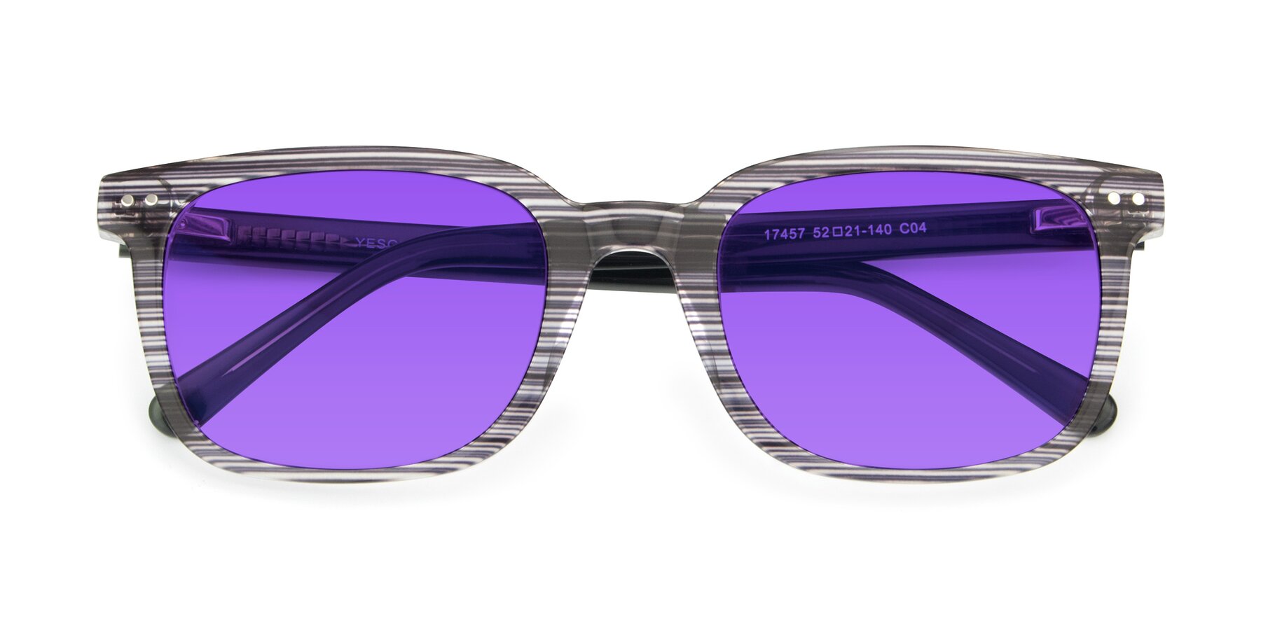 Folded Front of 17457 in Stripe Coffee with Purple Tinted Lenses