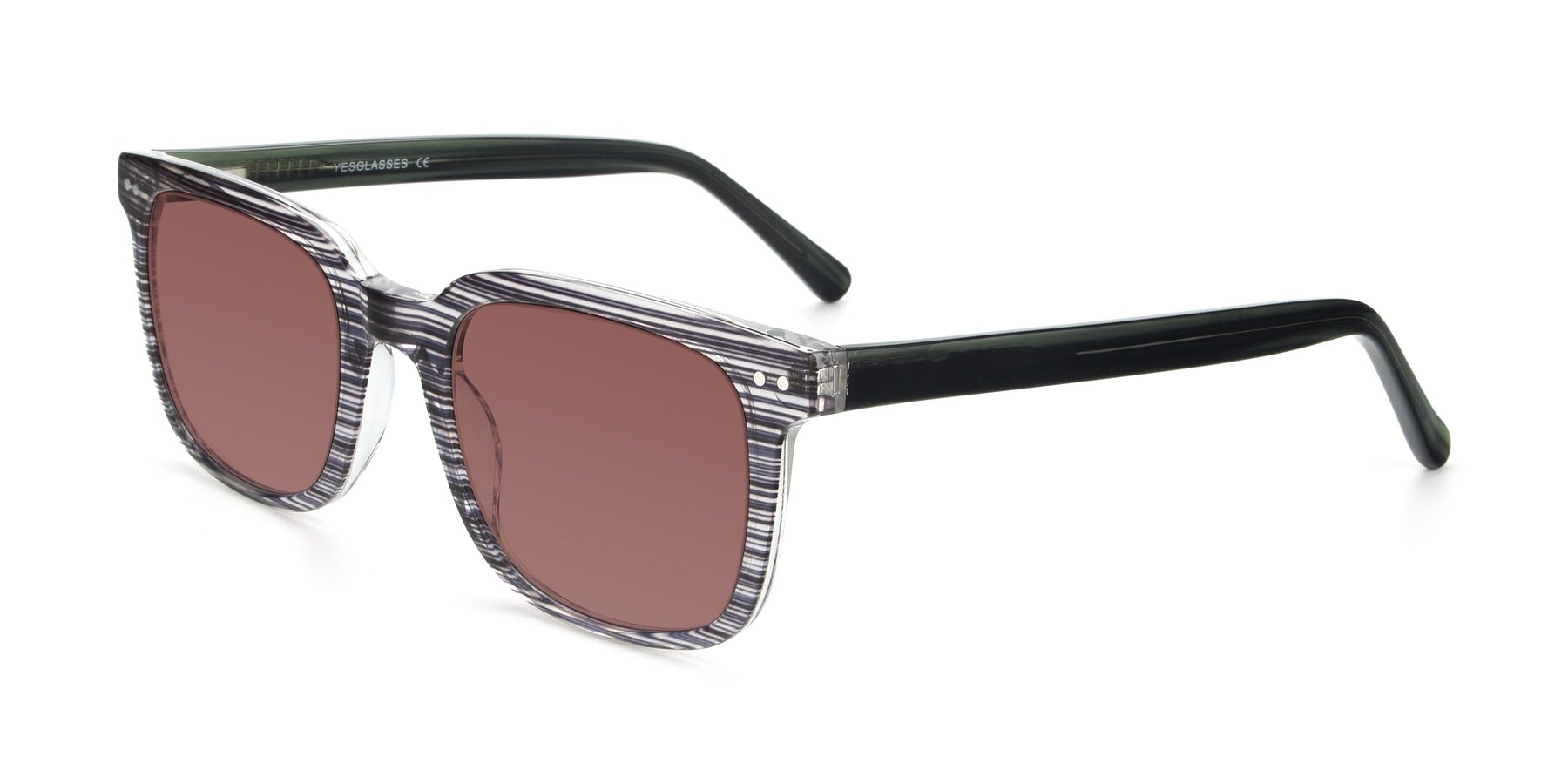 Angle of 17457 in Stripe Coffee with Garnet Tinted Lenses