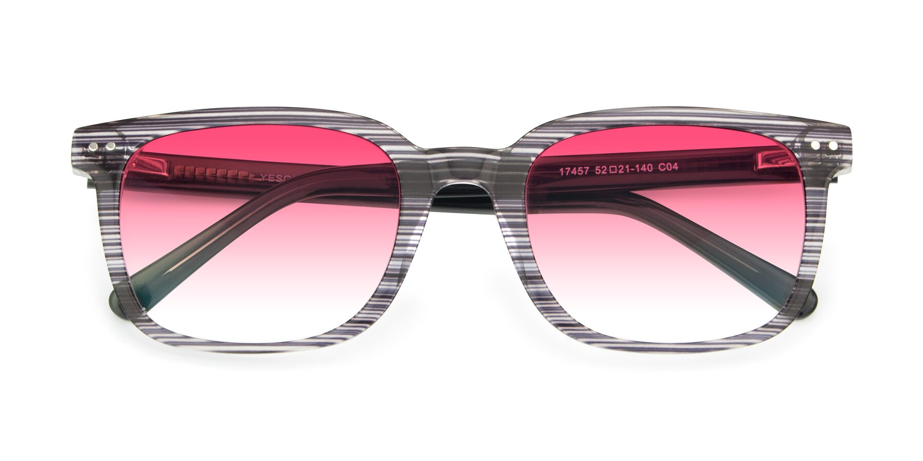 Folded Front of 17457 in Stripe Coffee with Pink Gradient Lenses