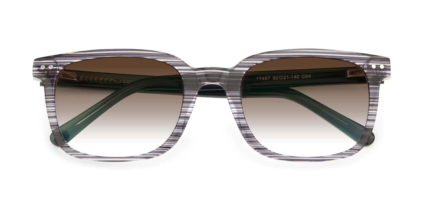 Folded Front of 17457 in Stripe Coffee with Brown Gradient Lenses